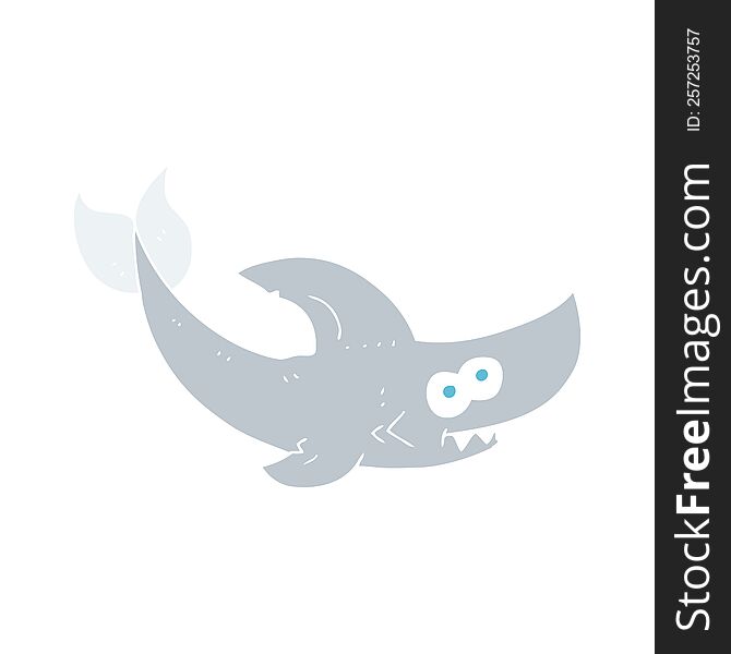 Flat Color Illustration Of A Cartoon Shark