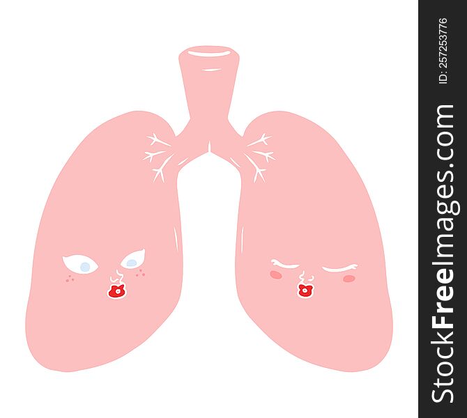 flat color style cartoon lungs