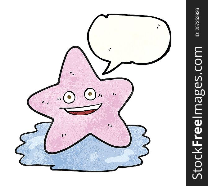 freehand speech bubble textured cartoon starfish