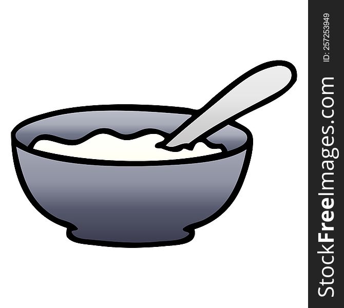 gradient shaded quirky cartoon bowl of porridge. gradient shaded quirky cartoon bowl of porridge