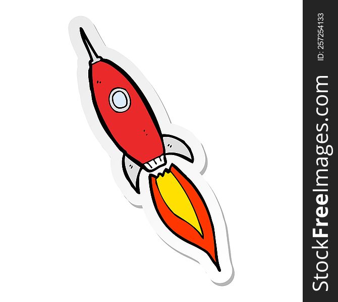 Sticker Of A Cartoon Spaceship