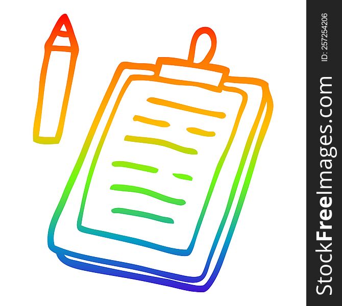 rainbow gradient line drawing of a cartoon clip board
