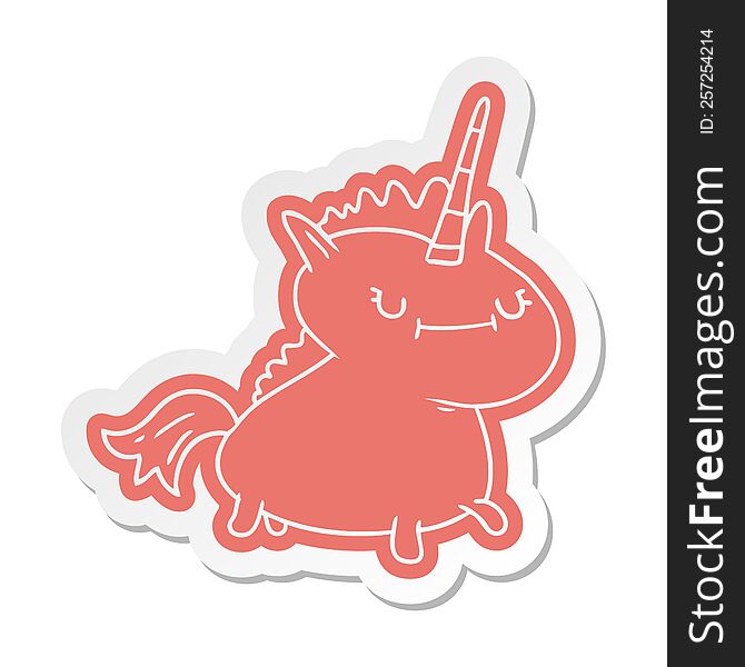cartoon sticker of a magical unicorn