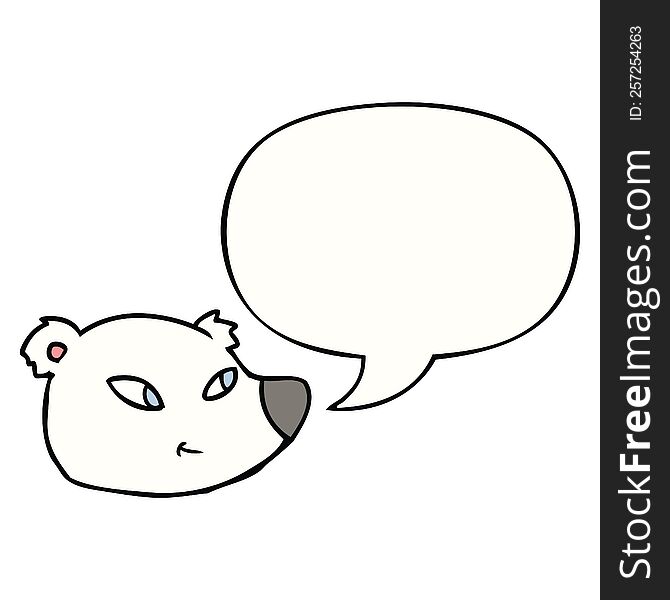 Cartoon Polar Bear Face And Speech Bubble