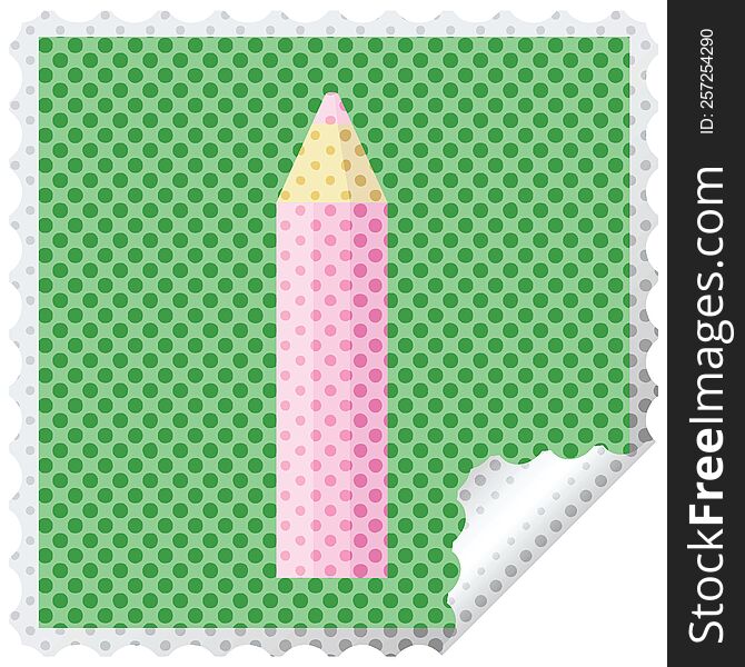pink coloring pencil graphic vector illustration square sticker stamp
