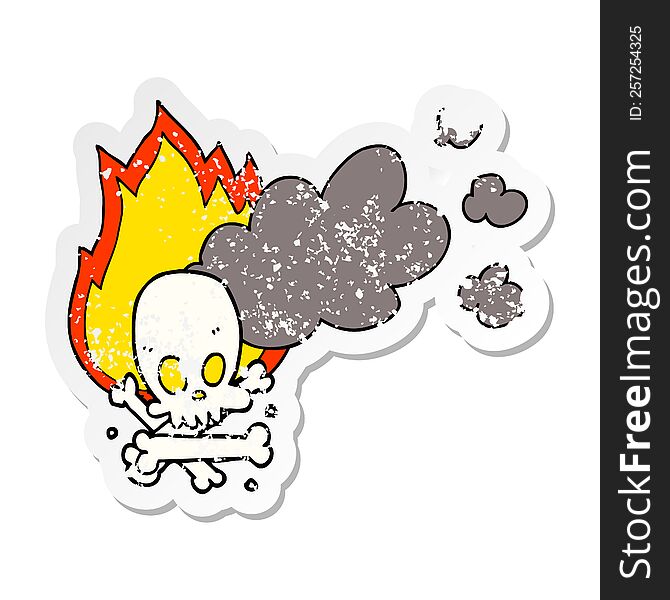 Distressed Sticker Of A Cartoon Spooky Burning Bones