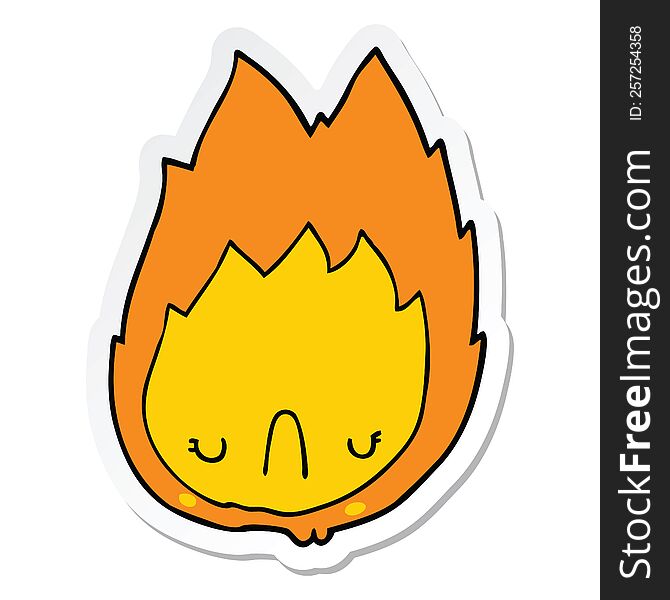 Sticker Of A Cartoon Unhappy Flame
