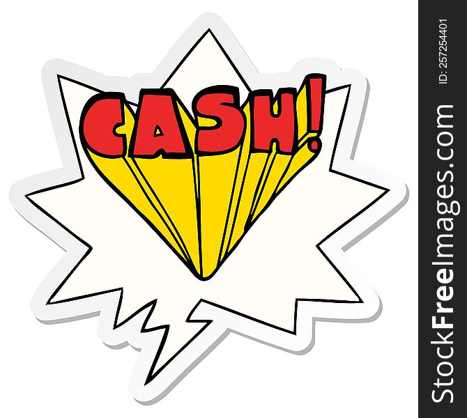 Cartoon Word Cash And Speech Bubble Sticker