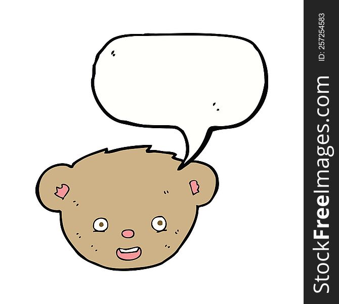 cartoon teddy bear face with speech bubble