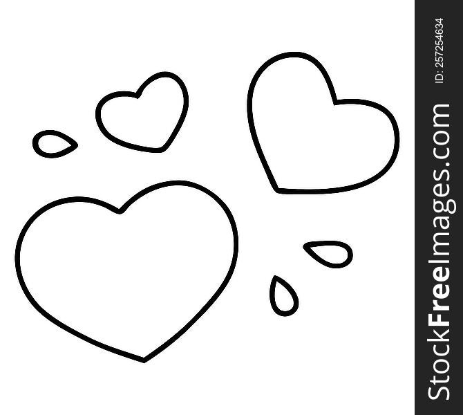 line doodle love heart symbols thumping. line doodle love heart symbols thumping