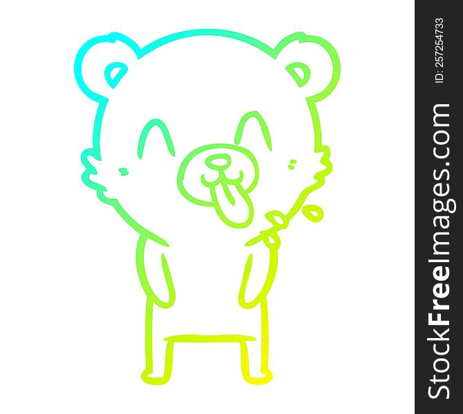 Cold Gradient Line Drawing Rude Cartoon Bear