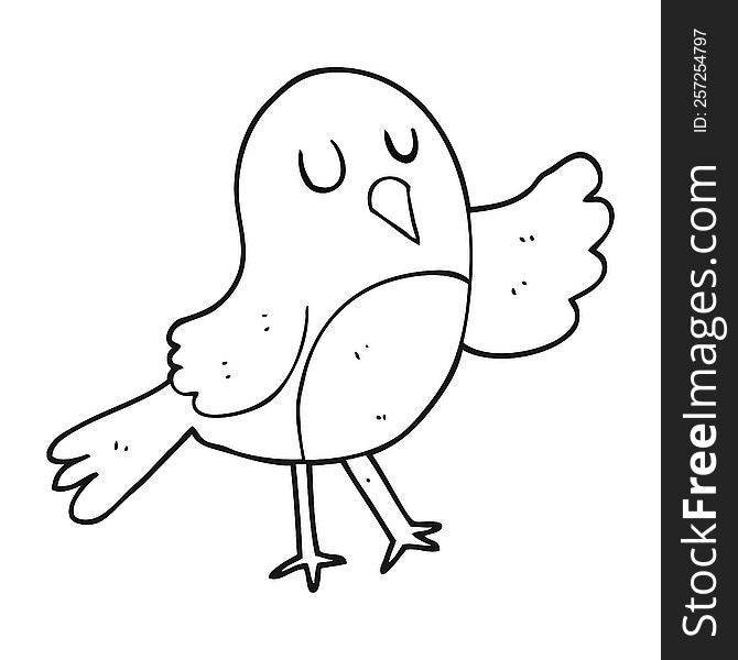 black and white cartoon bird