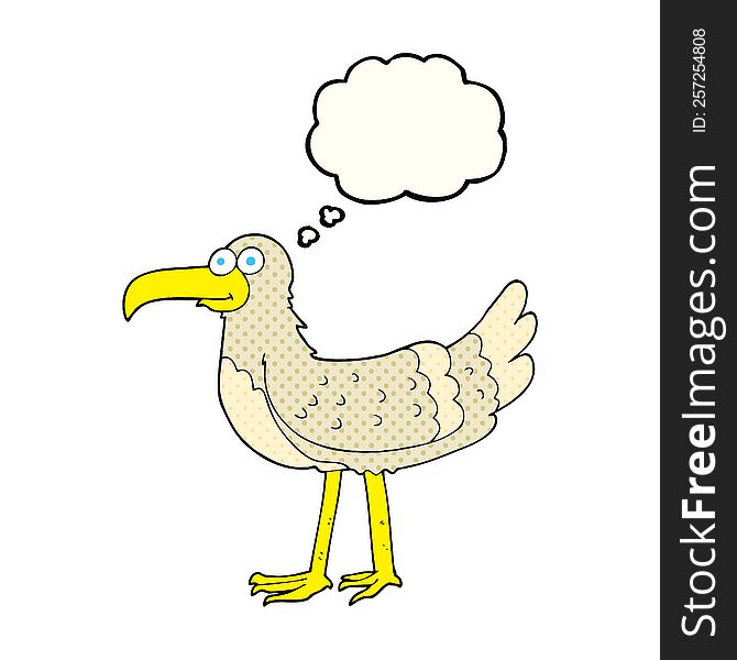 freehand drawn thought bubble cartoon seagull