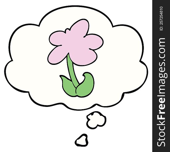 cute cartoon flower with thought bubble. cute cartoon flower with thought bubble