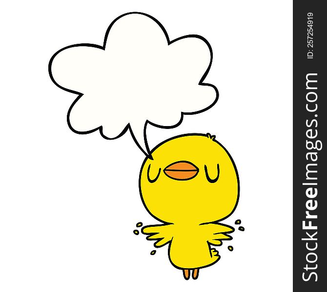 Cute Cartoon Chick Flapping Wings And Speech Bubble