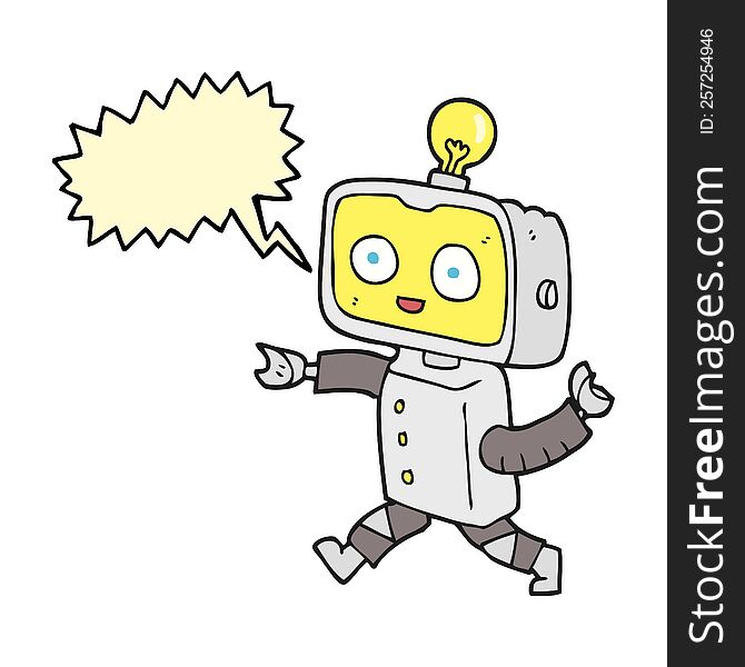 Speech Bubble Cartoon Little Robot