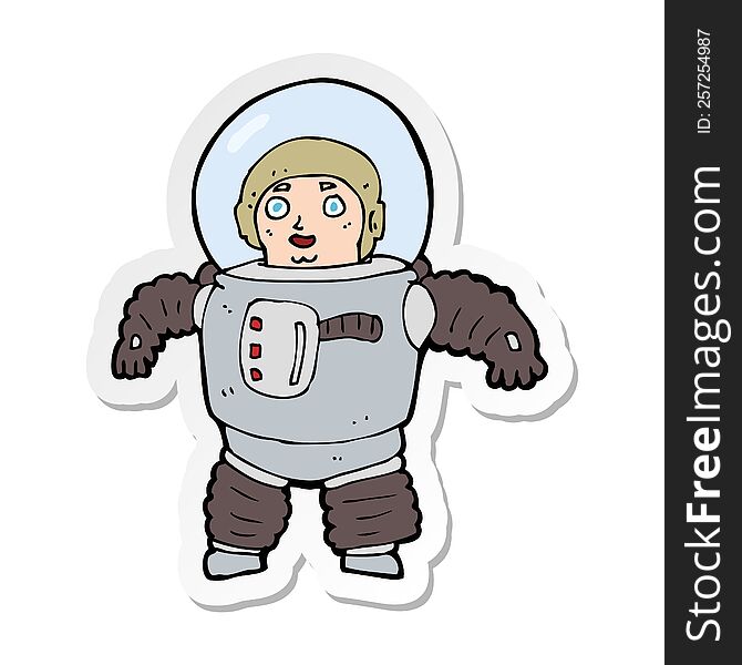 sticker of a cartoon space man