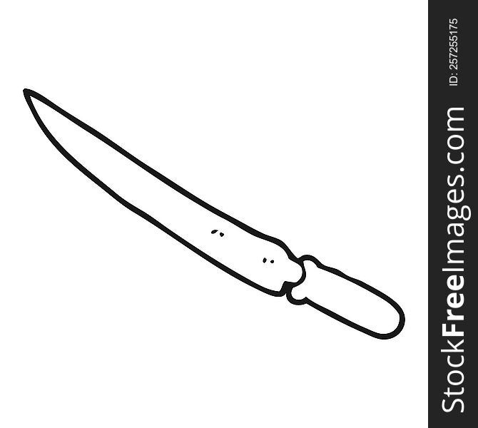 freehand drawn black and white cartoon kitchen knife
