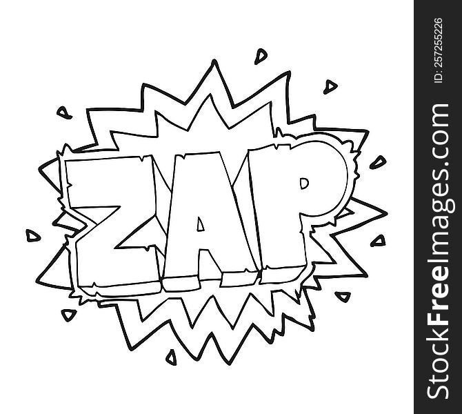 happy freehand black and white cartoon zap explosion sign