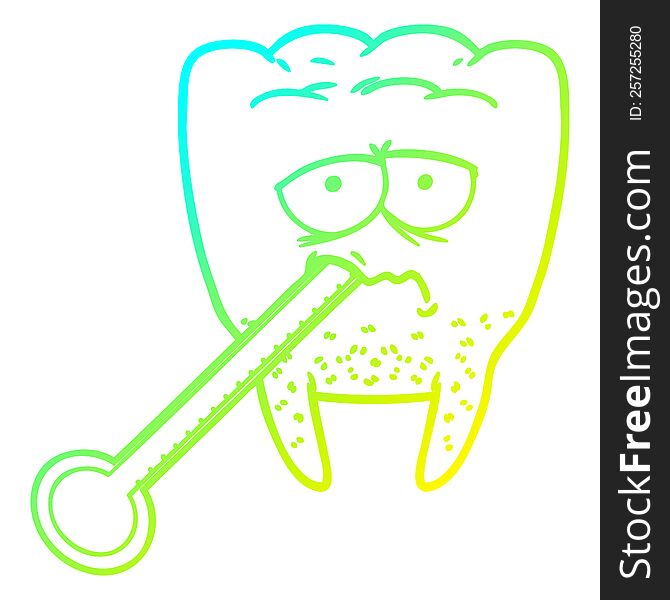 cold gradient line drawing cartoon unhealthy tooth