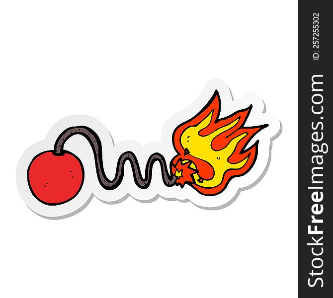 sticker of a cartoon bomb with burning fuse