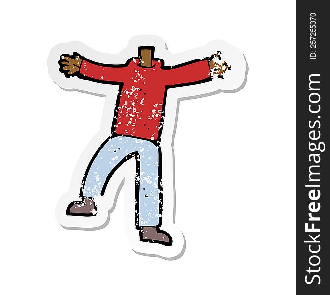 retro distressed sticker of a cartoon male gesturing body