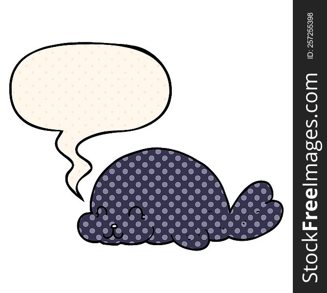 cute cartoon seal with speech bubble in comic book style