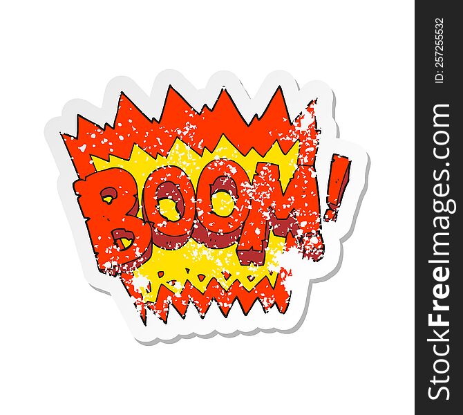 retro distressed sticker of a cartoon boom symbol