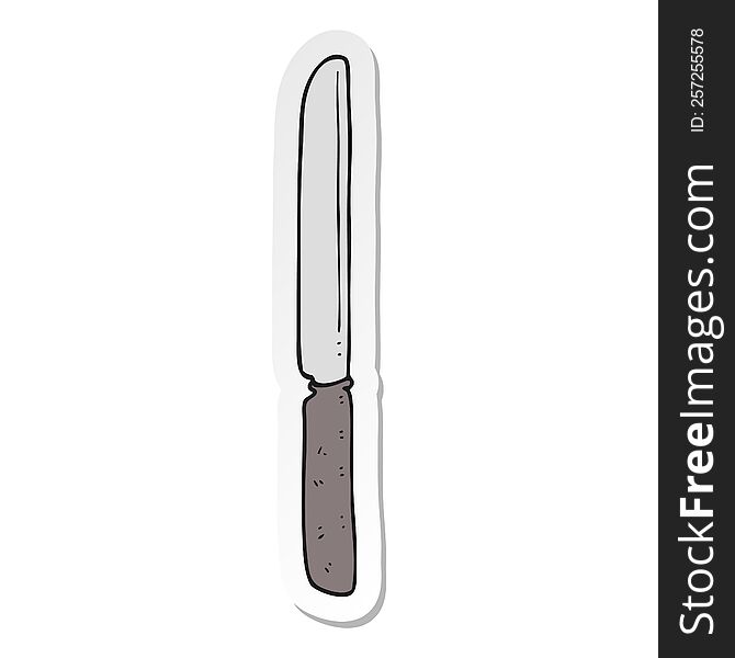 Sticker Of A Cartoon Cutlery Knife