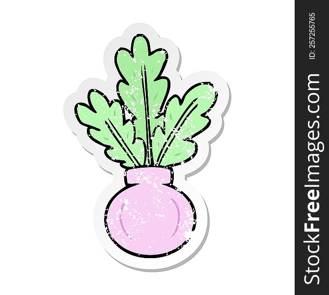 distressed sticker of a plant in vase