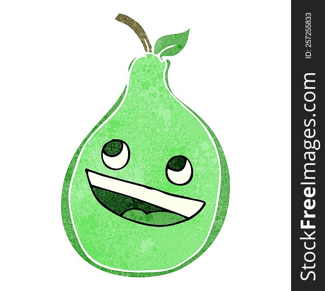 freehand drawn retro cartoon pear