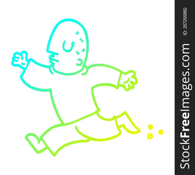 cold gradient line drawing of a cartoon man running