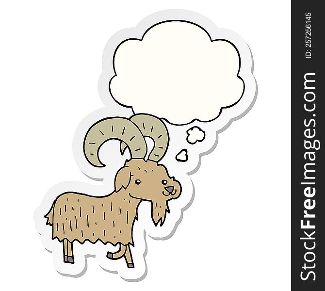 Cartoon Goat And Thought Bubble As A Printed Sticker