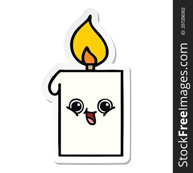 sticker of a cute cartoon lit candle