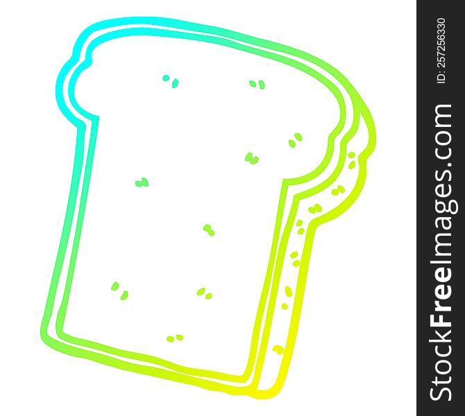 Cold Gradient Line Drawing Cartoon Slice Of Bread