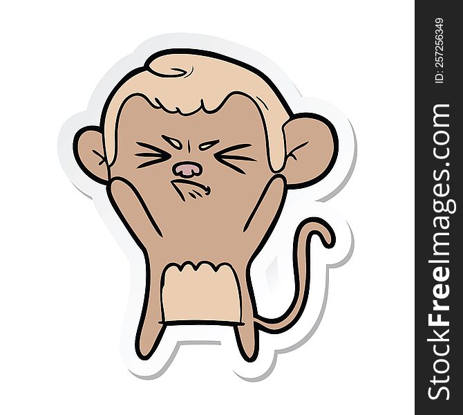 sticker of a cartoon angry monkey