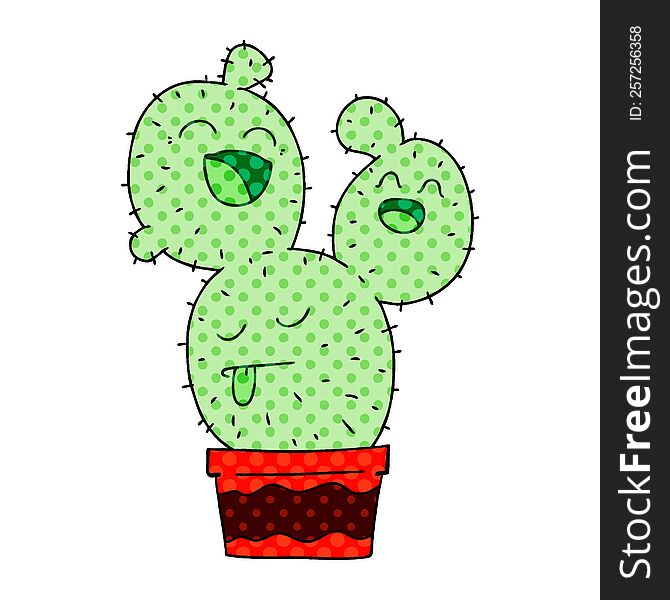 comic book style quirky cartoon cactus. comic book style quirky cartoon cactus