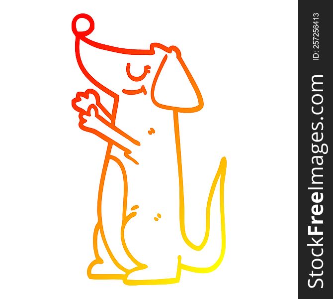 warm gradient line drawing of a cartoon well behaved dog