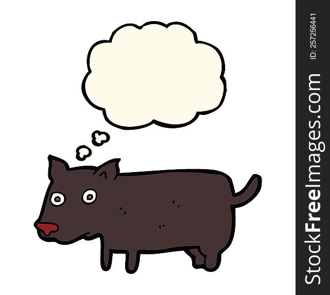 cartoon little dog with thought bubble