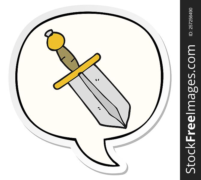 Cartoon Dagger And Speech Bubble Sticker