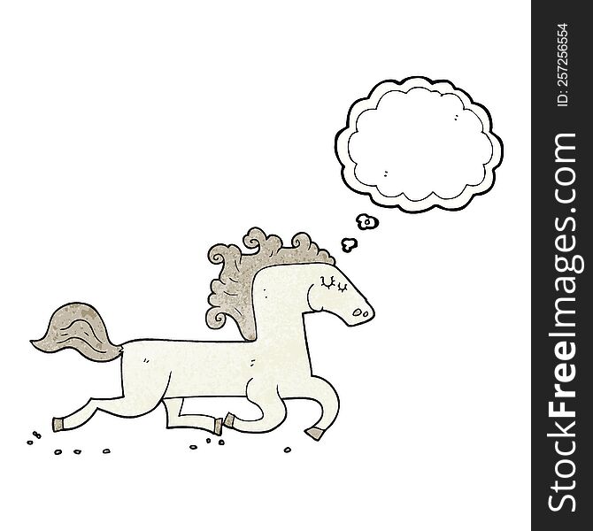 Thought Bubble Textured Cartoon Running Horse