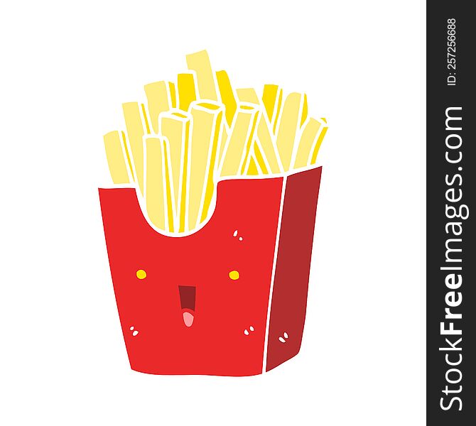 Cute Flat Color Style Cartoon Box Of Fries