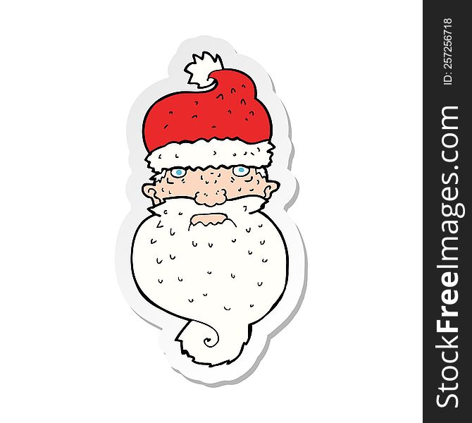 sticker of a cartoon grim santa face