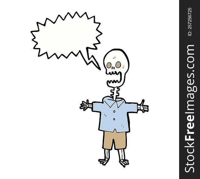 Cartoon Skeleton With Speech Bubble