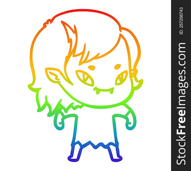 rainbow gradient line drawing cartoon friendly vampire girl