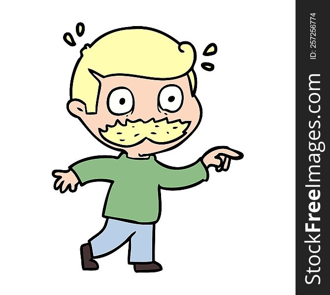 cartoon man with mustache shocked. cartoon man with mustache shocked