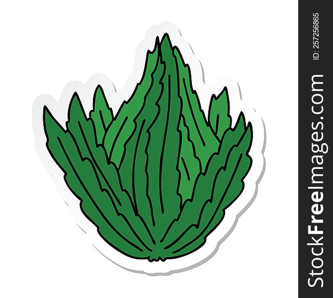 sticker of a quirky hand drawn cartoon lettuce