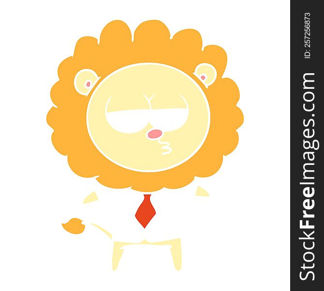 flat color style cartoon bored lion office worker