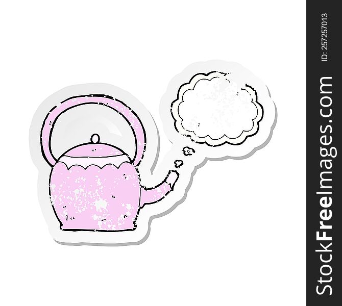 Retro Distressed Sticker Of A Cartoon Kettle