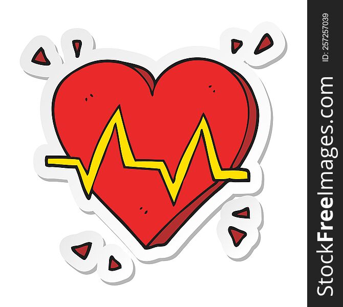sticker of a cartoon heart rate